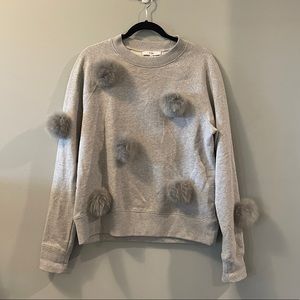 Tibi Gray Pom-Pom Sweatshirt
